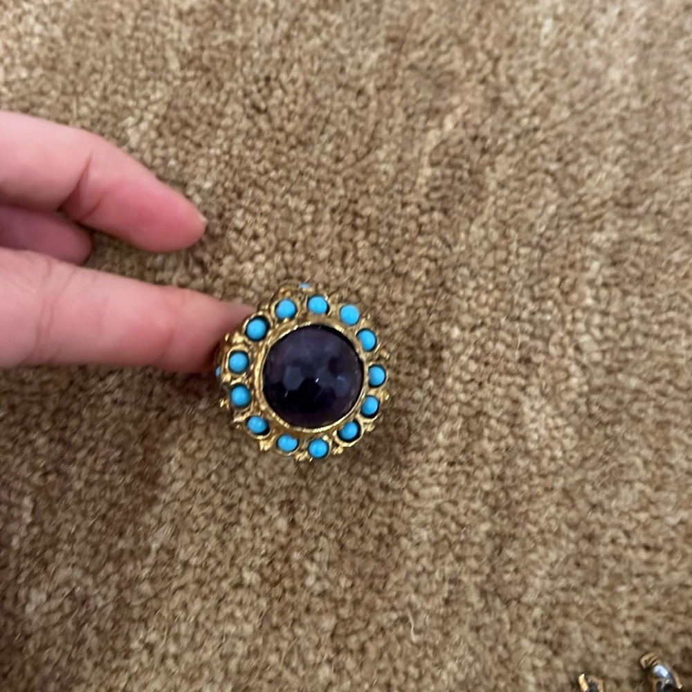 Gypsy Handmade purple and turquoise ring